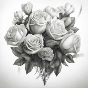 harmony-symbol-rose-tattoo – tattoo design ideas free ai generated – clear-cut – for-upper-back – Gallery: roses-inkby-ai