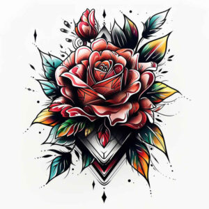 harmony-symbol-rose-tattoo – tattoo design ideas free ai generated – sparse – for-thigh – Gallery: roses-inkby-ai
