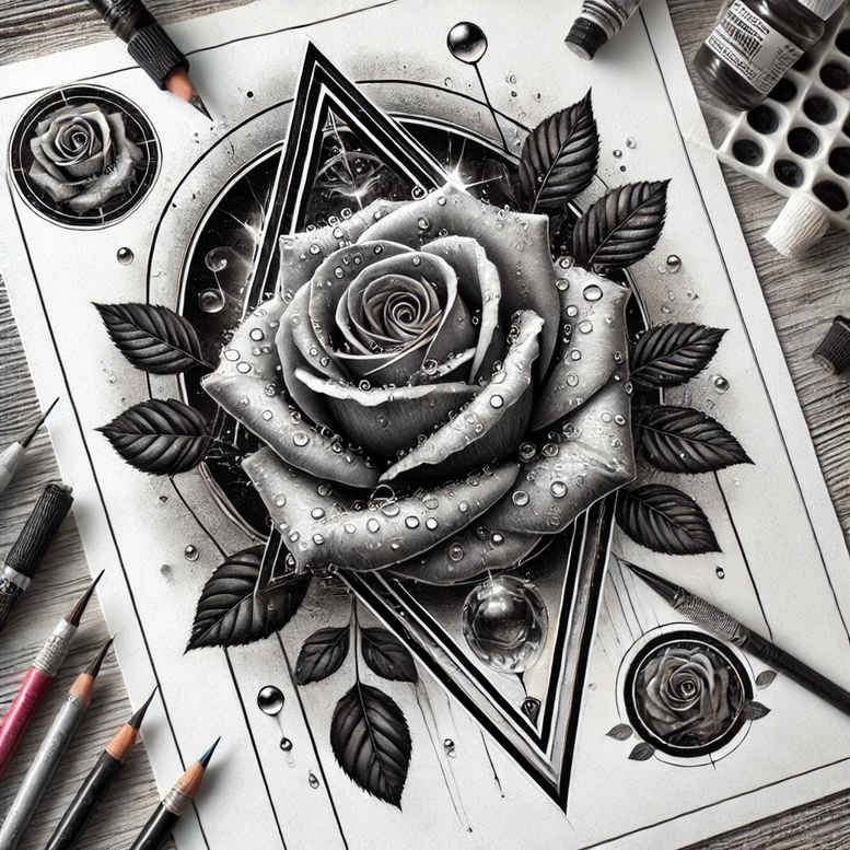 life-symbol-rose-tattoo – tattoo design ideas free ai generated – airy-touch – for-hand – Gallery: roses-inkby-ai