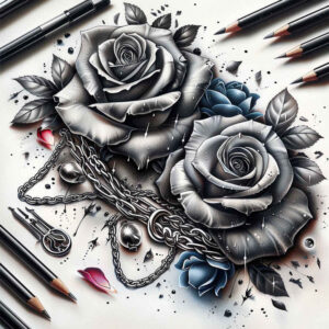 life-symbol-rose-tattoo – tattoo design ideas free ai generated – pinprick – for-nape – Gallery: roses-inkby-ai