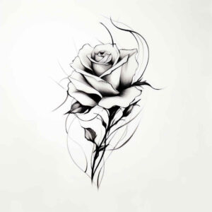 love-symbol-rose-tattoo – tattoo design ideas free ai generated – essential-lines – for-lower-chest – Gallery: roses-inkby-ai