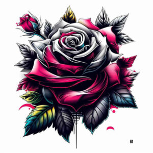 love-symbol-rose-tattoo – tattoo design ideas free ai generated – pure-outline – for-foot – Gallery: roses-inkby-ai