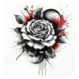 love-symbol-rose-tattoo – tattoo design ideas free ai generated – short-stroke – for-behind-ear – Gallery: roses-inkby-ai