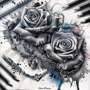 love-symbol-rose-tattoo – tattoo design ideas free ai generated – understated – for-upper-chest – Gallery: roses-inkby-ai