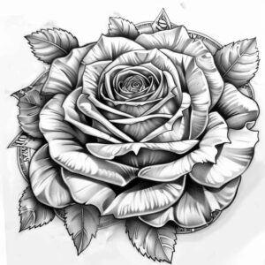 minimalist-rose-tattoo – tattoo design ideas free ai generated – no-excess – for-lower-thigh – Gallery: roses-inkby-ai