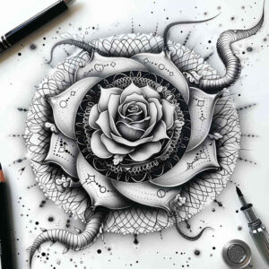 nature-motif-rose-tattoo – tattoo design ideas free ai generated – concise – for-knee – Gallery: roses-inkby-ai