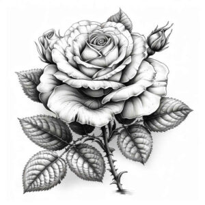 nature-motif-rose-tattoo – tattoo design ideas free ai generated – empty-space – for-nape – Gallery: roses-inkby-ai