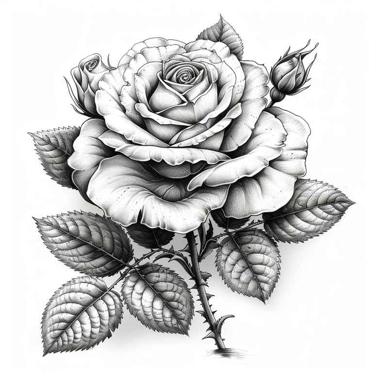 nature-motif-rose-tattoo – tattoo design ideas free ai generated – empty-space – for-nape – Gallery: roses-inkby-ai