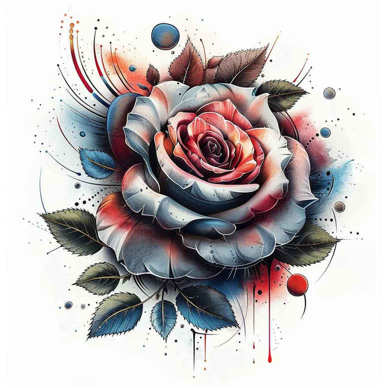 neotraditional-rose-tattoo – tattoo design ideas free ai generated – few-strokes – for-hip – Gallery: roses-inkby-ai