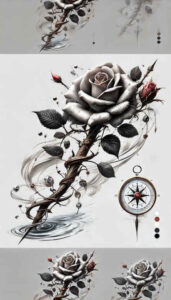 organic-line-rose-tattoo – tattoo design ideas free ai generated – basic – for-neck – Gallery: roses-inkby-ai