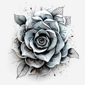 organic-line-rose-tattoo – tattoo design ideas free ai generated – fine-dot – for-lower-back – Gallery: roses-inkby-ai