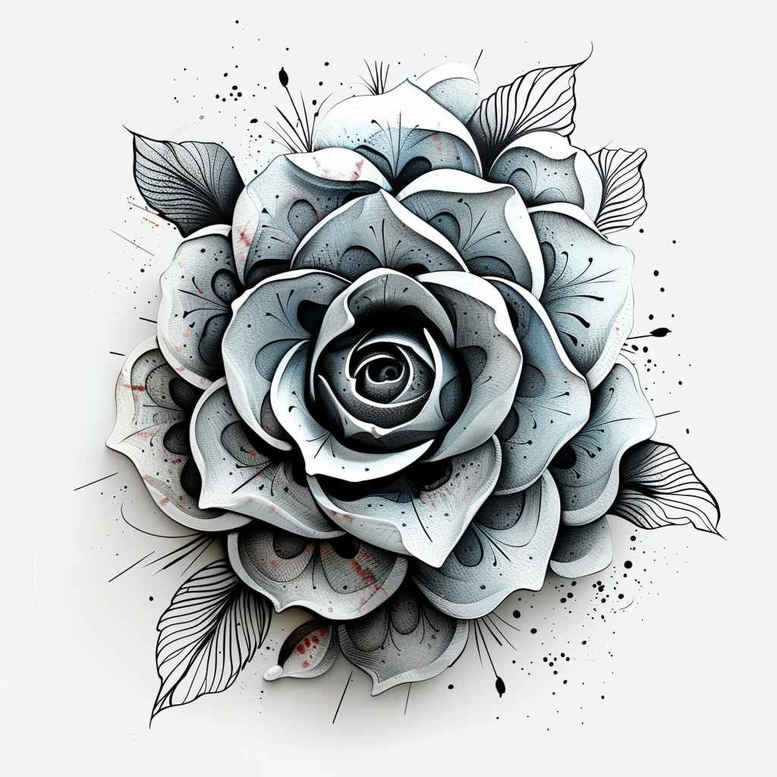 organic-line-rose-tattoo – tattoo design ideas free ai generated – fine-dot – for-lower-back – Gallery: roses-inkby-ai