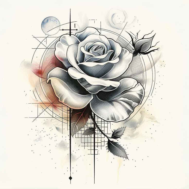 ornamental-detail-rose-tattoo – tattoo design ideas free ai generated – micro-line – for-full-back – Gallery: roses-inkby-ai
