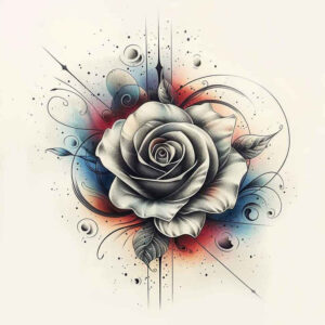 ornamental-rose-tattoo – tattoo design ideas free ai generated – outline-only – for-scapula – Gallery: roses-inkby-ai