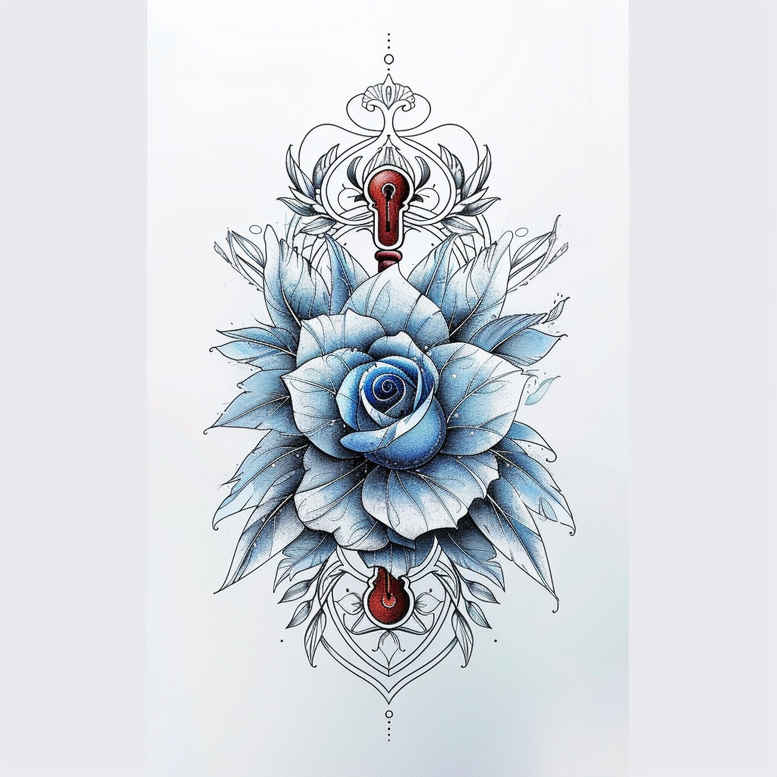 ornamental-rose-tattoo – tattoo design ideas free ai generated – whisper-line – for-palm – Gallery: roses-inkby-ai