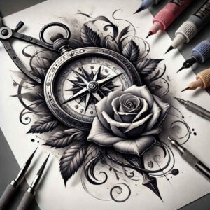 passion-symbol-rose-tattoo – tattoo design ideas free ai generated – compact – for-thigh – Gallery: roses-inkby-ai