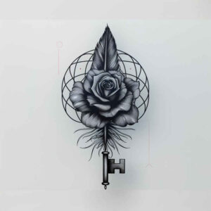 passion-symbol-rose-tattoo – tattoo design ideas free ai generated – negative-space – for-sternum – Gallery: roses-inkby-ai