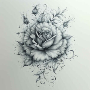 passion-symbol-rose-tattoo – tattoo design ideas free ai generated – pure-shape – for-upper-chest – Gallery: roses-inkby-ai