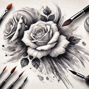 pastel-color-rose-tattoo – tattoo design ideas free ai generated – understated – for-foot – Gallery: roses-inkby-ai