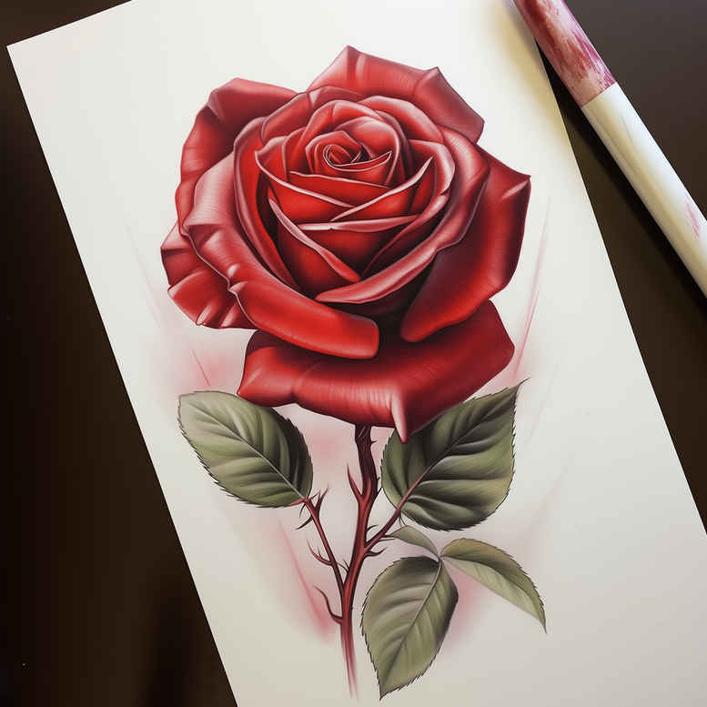 rose-abstract-tattoo – tattoo design ideas free ai generated – clear-edge – for-back-of-neck – Gallery: roses-inkby-ai