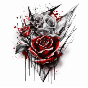 rose-abstract-tattoo – tattoo design ideas free ai generated – thin-line – for-lower-leg – Gallery: roses-inkby-ai