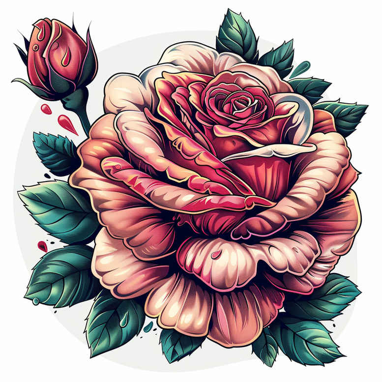 rose-colorful-tattoo – tattoo design ideas free ai generated – concise – for-hand – Gallery: roses-inkby-ai