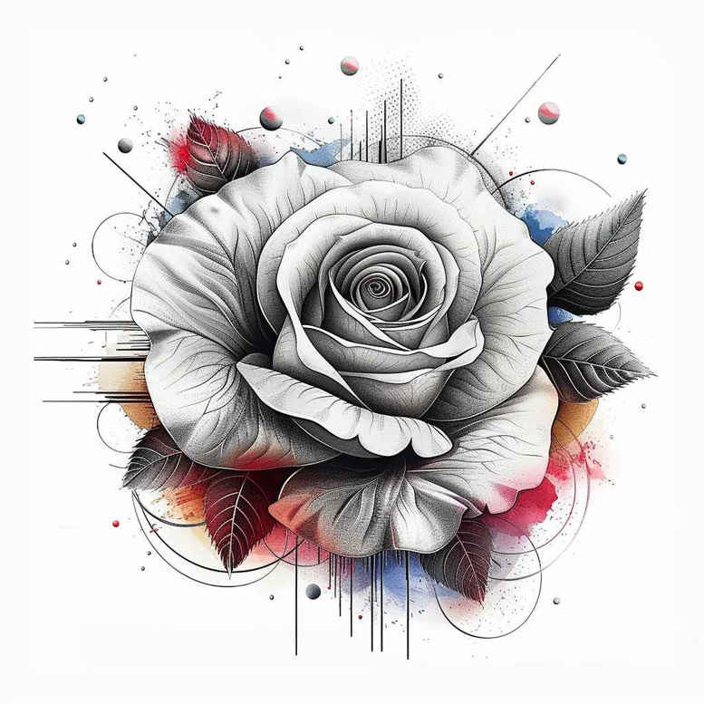 rose-colorful-tattoo – tattoo design ideas free ai generated – micro-line – for-wrist-side – Gallery: roses-inkby-ai