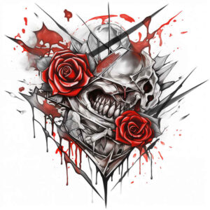 rose-colorful-tattoo – tattoo design ideas free ai generated – no-shading – for-lower-leg – Gallery: roses-inkby-ai