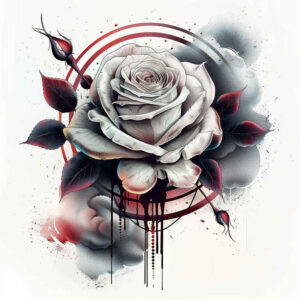 rose-colorful-tattoo – tattoo design ideas free ai generated – whisper-line – for-back-of-neck – Gallery: roses-inkby-ai