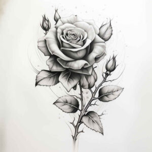 rose-decorative-tattoo – tattoo design ideas free ai generated – few-strokes – for-thigh – Gallery: roses-inkby-ai