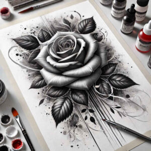 rose-decorative-tattoo – tattoo design ideas free ai generated – gentle-angle – for-wrist – Gallery: roses-inkby-ai