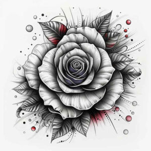 rose-decorative-tattoo – tattoo design ideas free ai generated – pinprick – for-side-torso – Gallery: roses-inkby-ai