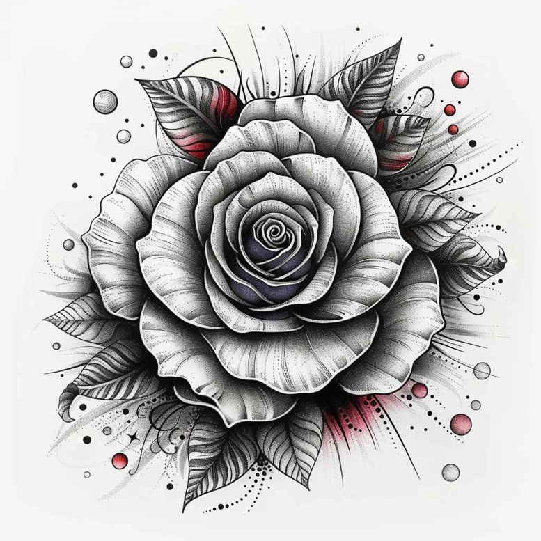 rose-decorative-tattoo – tattoo design ideas free ai generated – pinprick – for-side-torso – Gallery: roses-inkby-ai