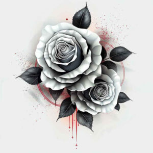 rose-detailed-tattoo – tattoo design ideas free ai generated – mini-geometry – for-upper-thigh – Gallery: roses-inkby-ai