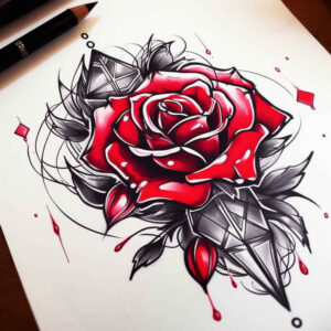 rose-elegant-tattoo – tattoo design ideas free ai generated – little-tattoo – for-shin – Gallery: roses-inkby-ai