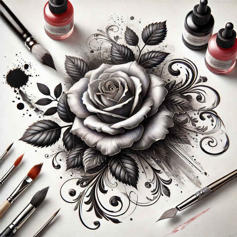 rose-feminine-tattoo – tattoo design ideas free ai generated – abstract – for-spine – Gallery: roses-inkby-ai