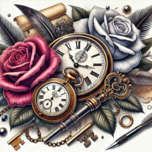 rose-feminine-tattoo – tattoo design ideas free ai generated – tiny-detail – for-upper-thigh – Gallery: roses-inkby-ai