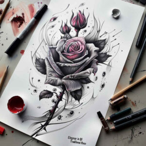 rose-fine-line-tattoo – tattoo design ideas free ai generated – clean-stroke – for-arm – Gallery: roses-inkby-ai