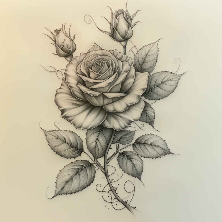 rose-fine-line-tattoo – tattoo design ideas free ai generated – minimalist – for-knee – Gallery: roses-inkby-ai