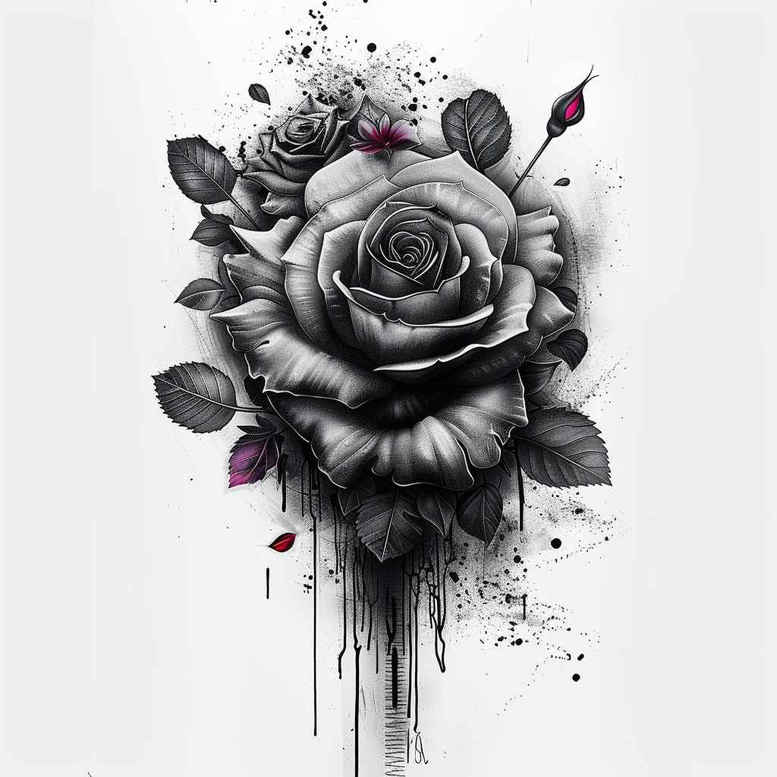 rose-fine-line-tattoo – tattoo design ideas free ai generated – modest – for-upper-back – Gallery: roses-inkby-ai