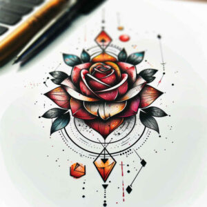 rose-flower-tattoo – tattoo design ideas free ai generated – diminutive – for-chest – Gallery: roses-inkby-ai