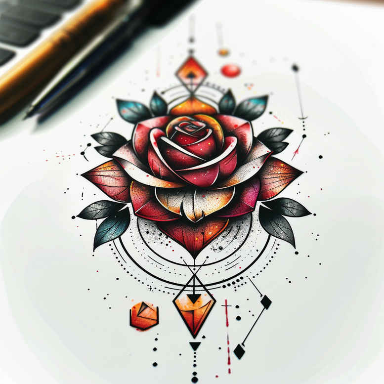 rose-flower-tattoo – tattoo design ideas free ai generated – diminutive – for-chest – Gallery: roses-inkby-ai