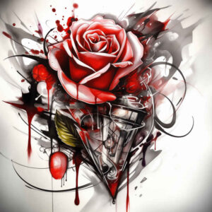 rose-flower-tattoo – tattoo design ideas free ai generated – empty-space – for-upper-chest – Gallery: roses-inkby-ai
