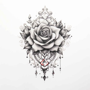 rose-flower-tattoo – tattoo design ideas free ai generated – gentle – for-behind-ear – Gallery: roses-inkby-ai