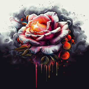 rose-flower-tattoo – tattoo design ideas free ai generated – pinprick – for-behind-ear – Gallery: roses-inkby-ai