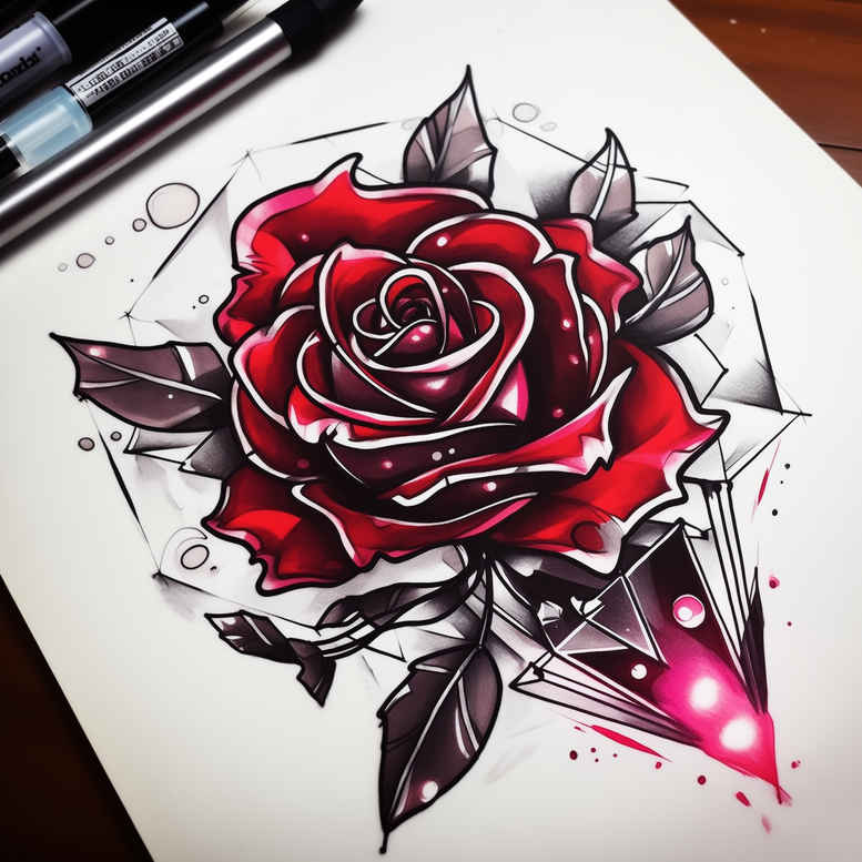 rose-flower-tattoo – tattoo design ideas free ai generated – small-detail – for-elbow – Gallery: roses-inkby-ai