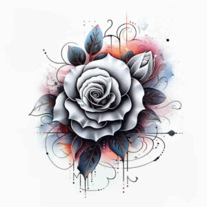 rose-modern-tattoo – tattoo design ideas free ai generated – iconic – for-lower-thigh – Gallery: roses-inkby-ai
