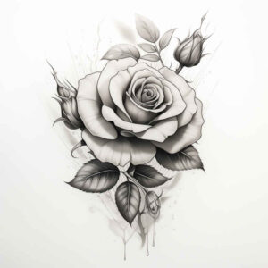 rose-modern-tattoo – tattoo design ideas free ai generated – minimal-texture – for-shoulder – Gallery: roses-inkby-ai