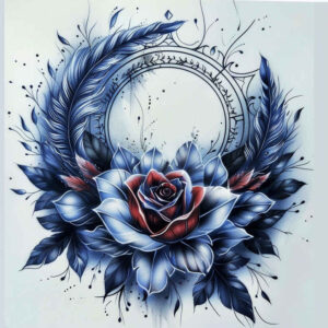 rose-nature-tattoo – tattoo design ideas free ai generated – pinprick – for-sternum – Gallery: roses-inkby-ai