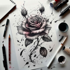 rose-ornamental-tattoo – tattoo design ideas free ai generated – no-excess – for-upper-back – Gallery: roses-inkby-ai